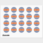 Royal Blue mit Orange Zickzack Pattern Runder Aufkleber (Blatt)