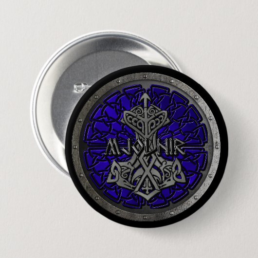 Royal Blue Mjolnir Shield Button (Vorne & Hinten)