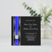 Royal Blue Modern Dot Schwarz-weiß Wedding Einladung (Stehend Vorderseite)