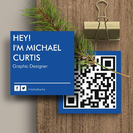 Royal Blue Modern Graphic Designer QR Code Quadratische Visitenkarte
