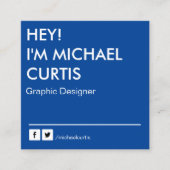 Royal Blue Modern Graphic Designer QR Code Quadratische Visitenkarte (Vorderseite)