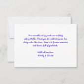 Royal Blue Modern Hand Lettered Whimsical Wedding Dankeskarte (Rückseite)