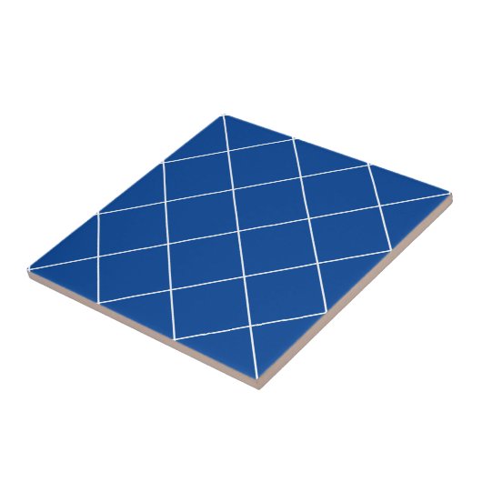Royal Blue Modern Simple Geometric Diamond Grid Fliese (Seite)