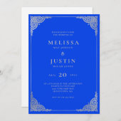 Royal Blue Modern Simplistic Wedding Einladung (Vorne/Hinten)