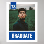 Royal Blue Modern Textured Foto Abschluss Poster (Vorne)