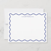 Royal Blue Modern Wavy Border Note Card Einladung (Vorderseite)