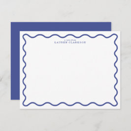 Royal Blue Modern Wavy Border Note Card Einladung