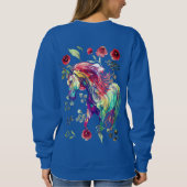 (Royal Blue) Modische, trendige Einhornkatzen Sweatshirt (Rückseite)
