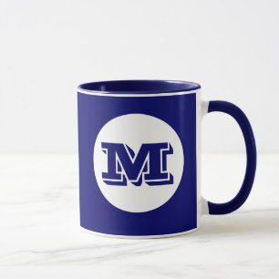 Royal Blue Monogram Custom Printed Coffee Tasse