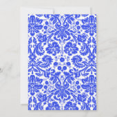 Royal Blue Monogram Damask Brautparty Einladung (Rückseite)