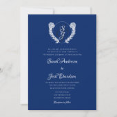 Royal Blue Monogram Elegant Wedding Einladung (Vorderseite)