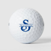 Royal Blue Monogram Initial and Name Personalisier Golfball (Vorderseite)