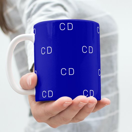 Royal Blue Monogram Initial Muster Kaffeetasse
