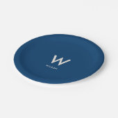 Royal Blue Monogram Personal Party Pappteller (Schrägansicht)
