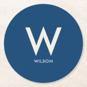 Royal Blue Monogram Personal Party Runder Pappuntersetzer (Vorderseite)