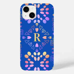 Royal Blue Monogram Pink Lilac Pattern Case-Mate iPhone 14 Hülle