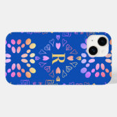 Royal Blue Monogram Pink Lilac Pattern Case-Mate iPhone Hülle (Rückseite (Horizontal))
