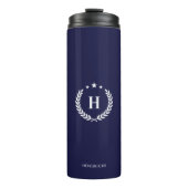 Royal Blue Monogram Stylish Modern Minimalist Thermosbecher (Vorderseite)