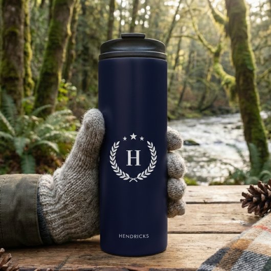 Royal Blue Monogram Stylish Modern Minimalist Thermosbecher