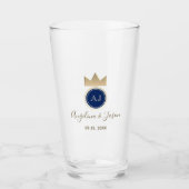 Royal Blue Monogram Wedding Glas (Vorderseite)