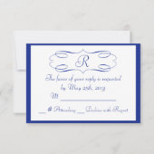 Royal Blue Monogram Wedding RSVP Card (Vorderseite)