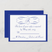 Royal Blue Monogram Wedding RSVP Card (Vorne/Hinten)