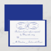 Royal Blue Monogram Wedding RSVP Card Karte (Vorne/Hinten)
