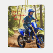 Royal Blue Motocross Enthusiast Weihnachtsdekorati Keramikornament (Links)