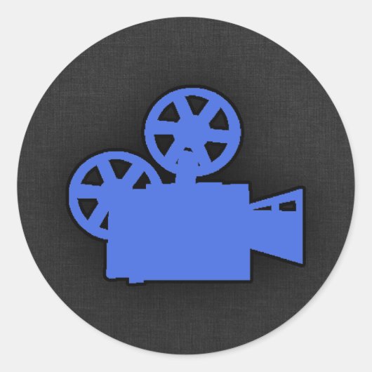 Royal Blue Movie Camera Runder Aufkleber (Vorderseite)