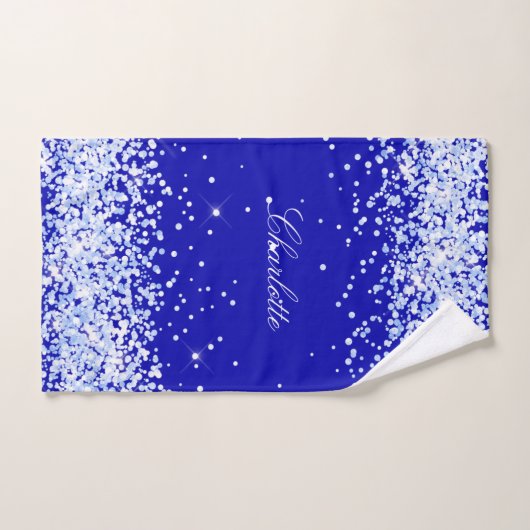 Royal Blue Name Script Badhandtuch Set (Handtuch)