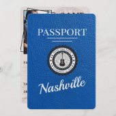 Royal Blue Nashville Passport Save the Date (Vorne/Hinten)
