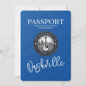 Royal Blue Nashville Passport Wedding Einladung (Rückseite)
