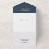 Royal Blue Navy Botanical Geometric Wedding All In One Einladung (Außenbereich)