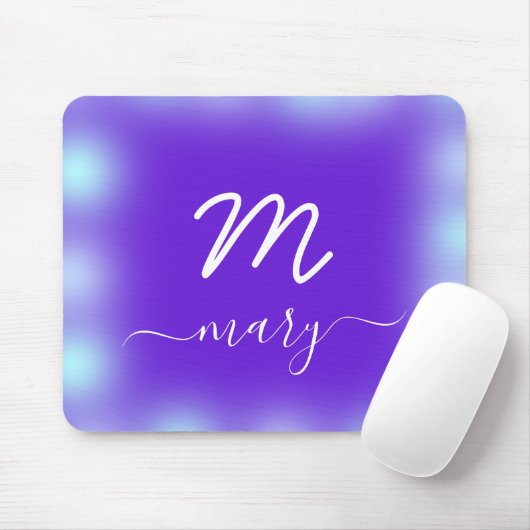 Royal Blue Navy Name Monogram Cobalt Indygo Mousepad (Mit Mouse)