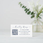 Royal Blue Navy Qr Code UAwg Moderne Hochzeit Begleitkarte (Stehend Vorderseite)