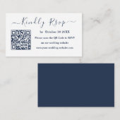 Royal Blue Navy Qr Code UAwg Moderne Hochzeit Begleitkarte (Vorne/Hinten)