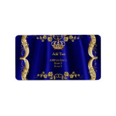 Royal Blue Navy Wedding Gold Crown Adressaufkleber (Vorne)
