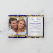 Royal Blue Navy Wedding Gold Crown Foto Einladung (Innenseite)