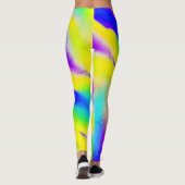 Royal Blue Neon Yellow Lime Green Aqua Crazy Print Leggings (Rückseite)