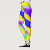Royal Blue Neon Yellow Lime Green Aqua Crazy Print Leggings (Links)