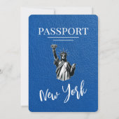 Royal Blue New York City Passport Wedding Einladung (Rückseite)
