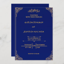 Royal Blue Nikah Islamische Hochzeitseinladung
