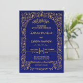 Royal Blue Nikah Islamische Hochzeitseinladung Einladung (Stehend Vorderseite)