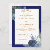 Royal Blue Nikah Islamische Hochzeitseinladung Einladung (Vorderseite)