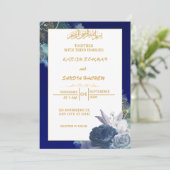 Royal Blue Nikah Islamische Hochzeitseinladung Einladung (Stehend Vorderseite)