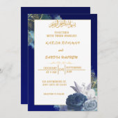Royal Blue Nikah Islamische Hochzeitseinladung Einladung (Vorne/Hinten)