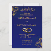 Royal Blue Nikah Islamische Hochzeitseinladung Einladung (Vorderseite)