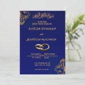 Royal Blue Nikah Islamische Hochzeitseinladung Einladung (Stehend Vorderseite)