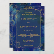 Royal Blue Nikah Islamische Hochzeitseinladung