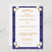 Royal Blue Nikah Islamische Hochzeitseinladung Einladung (Vorderseite)